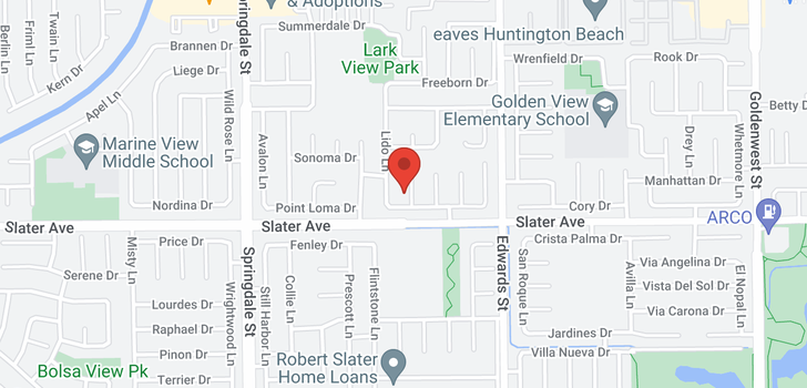 map of 17421 E Alta Vista Huntington Beach, CA 92647